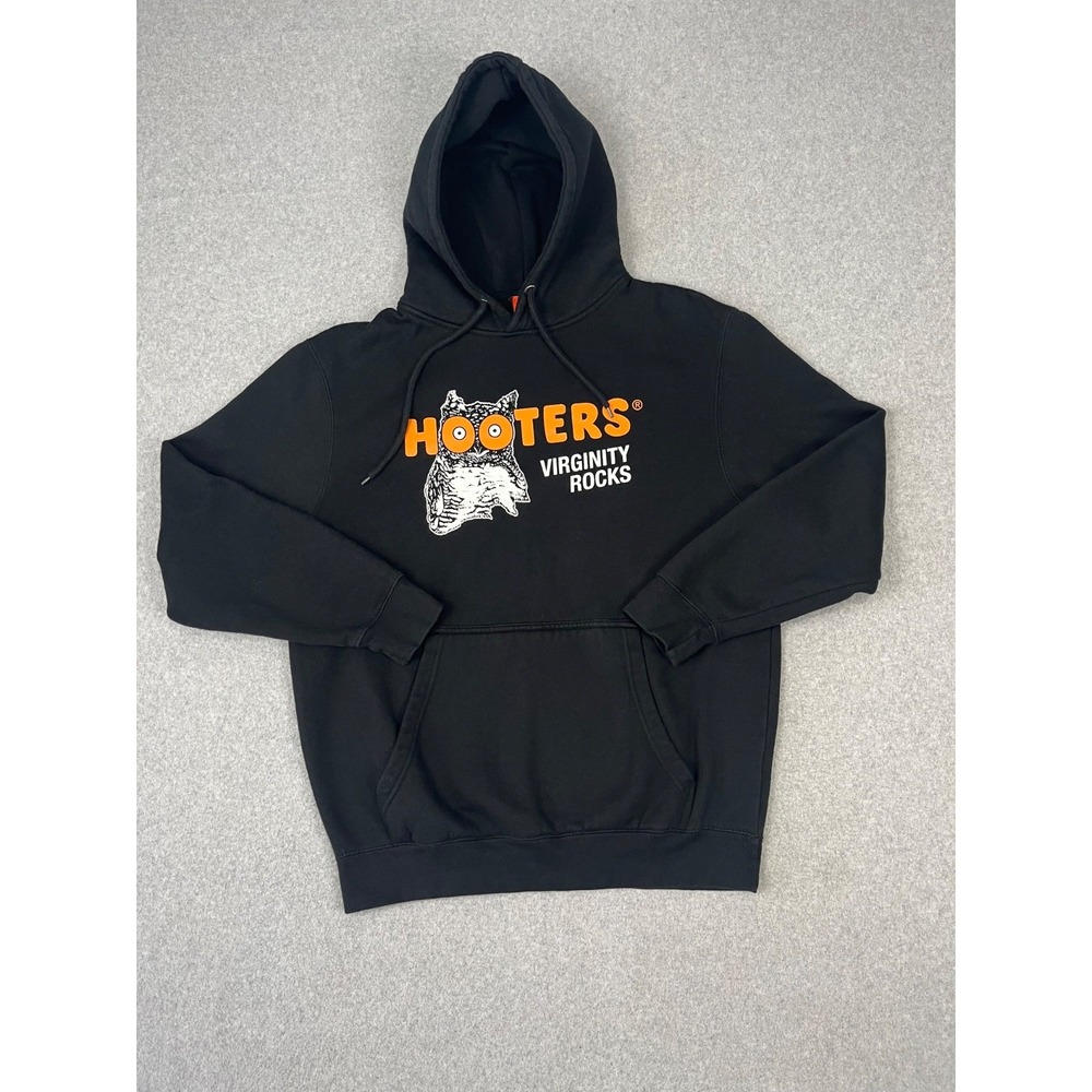 Hooters Sweatshirt Mens L Black Danny Duncan Virginity Rocks Hoodie Pullover
